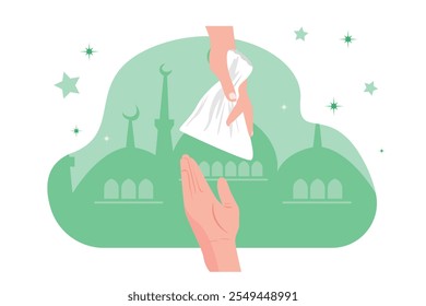 Concepto de caridad y donación. Ilustración vectorial plana de color aislada.