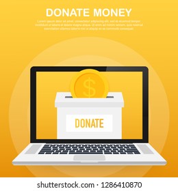 Charity, Donation Concept. Donate Money With Box Business, Finance. Vector Stock Illustration.