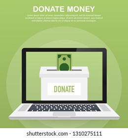 Charity, donation concept. Donate money with box Business, finance. Vector stock illustration.