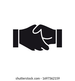 charity and donation concept, handshaking symbol icon over white background, silhouette style, vector illustration