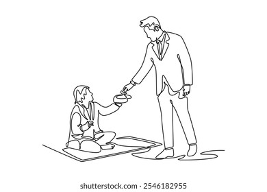 Concepto de caridad y donación. Ilustración gráfica de Vector de diseño de línea única.
