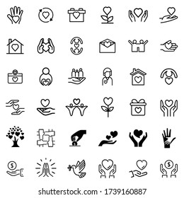 Charity and donation icon set