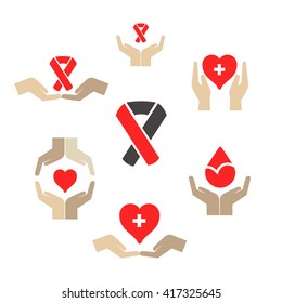 charity and donation icon set