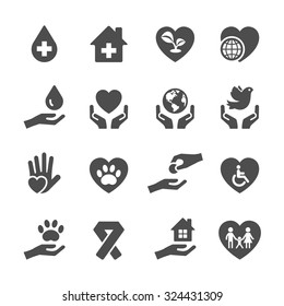 charity and donation icon set 3, vector eps10.