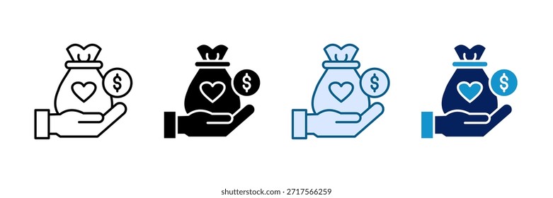 Conjunto de iconos de donación de caridad Colección de estilo múltiple