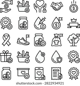 Charity and donation icon set - volume 133