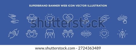 Charity and donation icons featuring hands and hearts in various positive gestures