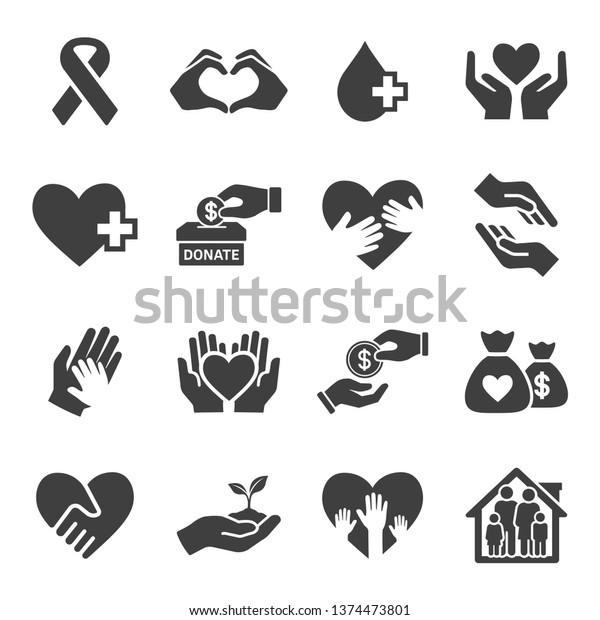 Charity and donation icons\
set