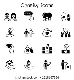 Iconos de caridad y donación conjunto de ilustración vectorial diseño gráfico