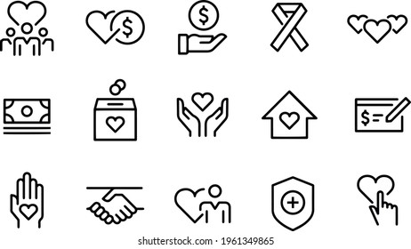 Charity and donation Icons vector design 
