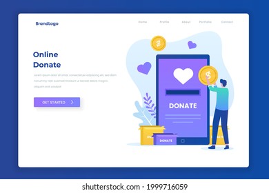 Charity donation illustration landing page concept. Illustration for websites, landing pages, mobile applications, posters and banners.