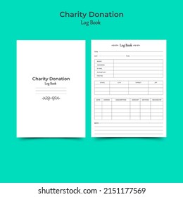 Charity Donation Logbook KDP Interior. newborn printable tracker, planner, notebook, mood diary.
