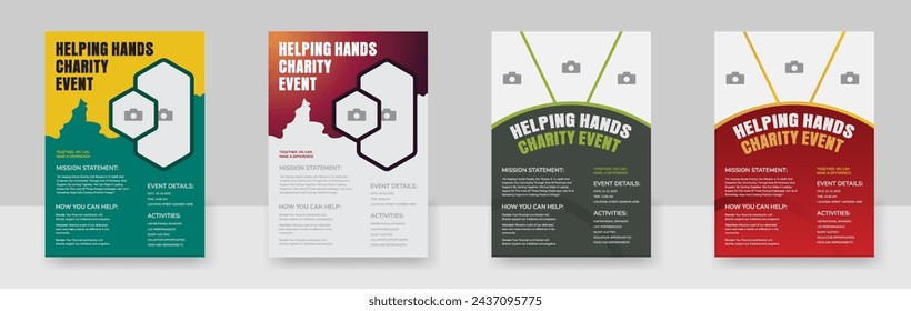 Charity and donation poster design templates, fundraising event Flyer Design
