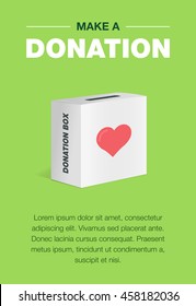 Charity and donation poster set. Flat design. For background and invitation card. Brochure layout template in A4 size. Vector illustration of the donation box for coins