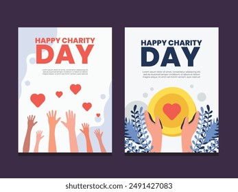 Charity Donation Poster Template Flat Background Vector Illustration
