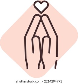 Charity and donation praying, illustration, vector on white background.