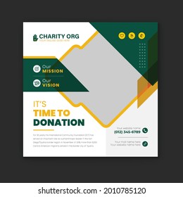 Charity and donation social media post templates. Charity fundraiser Social media ads banner template.