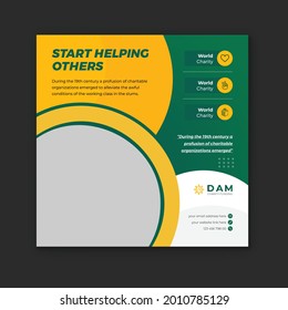 Charity and donation social media post templates. Charity fundraiser Social media ads banner template.