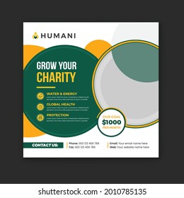 Charity and donation social media post templates. Charity fundraiser Social media ads banner template.