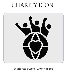 Icono de Vector de donación de caridad con símbolo de manos y corazón de ayuda, perfecto para proyectos sin fines de lucro, voluntarios y humanitarios