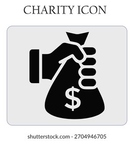 Icono de Vector de donación de caridad con símbolo de manos y corazón de ayuda, perfecto para proyectos sin fines de lucro, voluntarios y humanitarios
