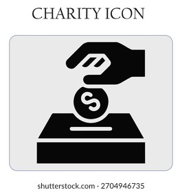 Icono de Vector de donación de caridad con símbolo de manos y corazón de ayuda, perfecto para proyectos sin fines de lucro, voluntarios y humanitarios