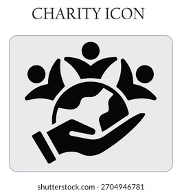 Icono de Vector de donación de caridad con símbolo de manos y corazón de ayuda, perfecto para proyectos sin fines de lucro, voluntarios y humanitarios