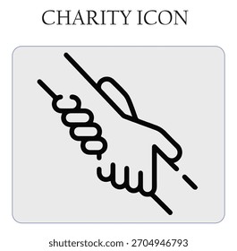 Icono de Vector de donación de caridad con símbolo de manos y corazón de ayuda, perfecto para proyectos sin fines de lucro, voluntarios y humanitarios