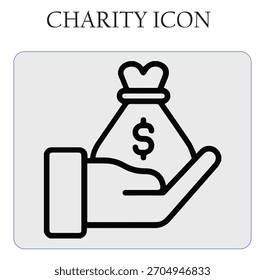 Icono de Vector de donación de caridad con símbolo de manos y corazón de ayuda, perfecto para proyectos sin fines de lucro, voluntarios y humanitarios
