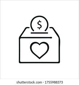 Juego de iconos del vector de donación de caridad
