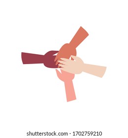 concepto de donaciones de caridad, manos juntas icono sobre fondo blanco, estilo plano, ilustración vectorial