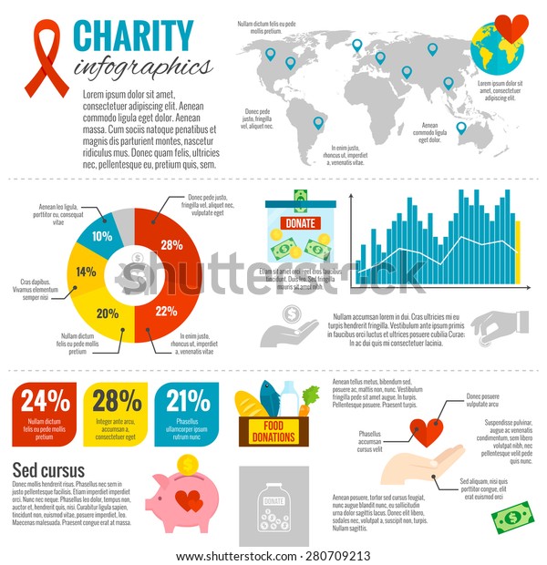 Charity Donations Infographic Set Diagrams Charts Stock Vector (Royalty ...