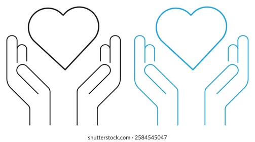 Charity editable stroke, web icon set. Vector illustration