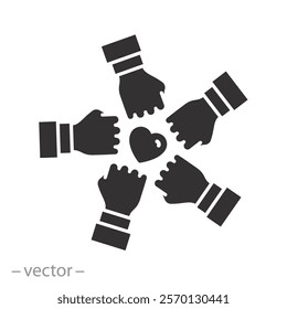 charity effort concept, join the volunteer team icon, together teamwork, leadership initiative in the employee community, flat vector illustration