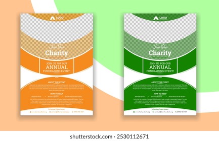 Charity event management brochure, donate, help, fund, emergency, care, food, medicine, homeless, together, editable, flyer, squire, clean, charity, organization landscape, portrait design template.