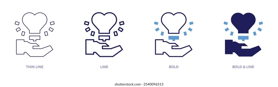 Charity events icon in 4 different styles. Thin Line, Line, Bold, and Bold Line. Duotone style. Editable stroke.