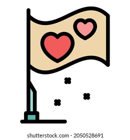 Charity flag icon. Outline charity flag vector icon color flat isolated
