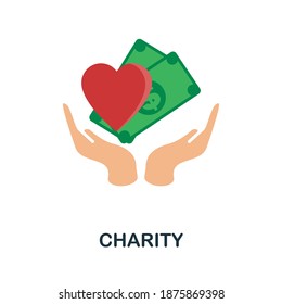 Icono plano de la caridad. Elemento de color sencillo de la colección de voluntariado. Icono de Creative Charity para diseño web, plantillas, infografías y más