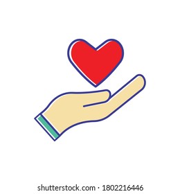 Charity flat icon illustration, to commemorate the international day charity. Design template vector