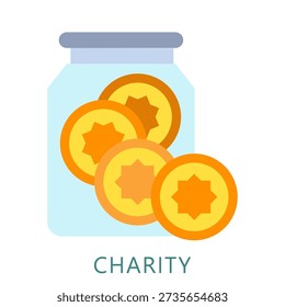 Charity Flat Icon Mini Illustration, Use For Modern Concept, Print, Ui, Ux Kit, Web And App Development. Vector Related To Ramadan, Eid Al-Fitr, Eid Al-Adha And More