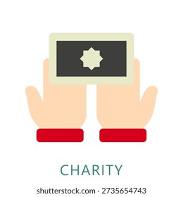 Charity Flat Icon Mini Illustration, Use For Modern Concept, Print, Ui, Ux Kit, Web And App Development. Vector Related To Ramadan, Eid Al-Fitr, Eid Al-Adha And More