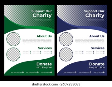 Charity flyer, banner and social media post bundle | Fundraising and  donation campaign template | Nonprofit event promotion for social awareness and humanitarian aid