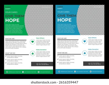 Charity Flyer it color is green and blue Charity fundraising poster design template or donation charity flyer, leaflet, and handbill design template
Vector FormatsCharity fundraising poster design tem