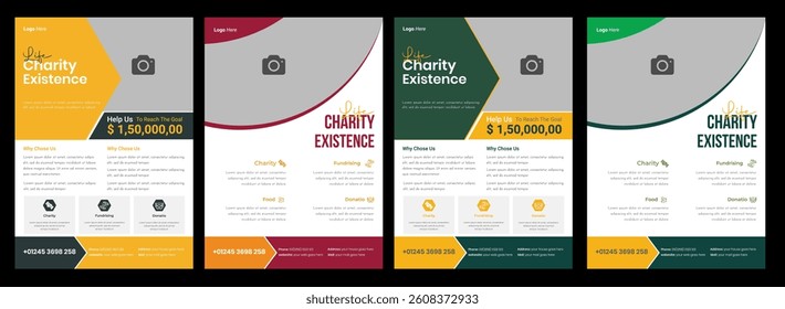 Charity flyer design Charity organization, nonprofit, go, donation, fundraising, commonality, flyer design and social banner Poster template size for A4.