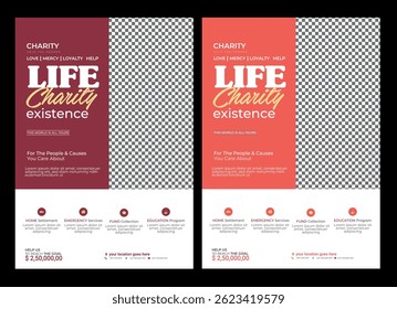 Panfleto de Caridade, modelo de design de folheto, profissional e atraente modelo de design de cartaz editável para doações, organizações sem fins lucrativos e eventos de captação de recursos Modelo de cartaz de arrecadação de fundos, folheto de conceito de doação