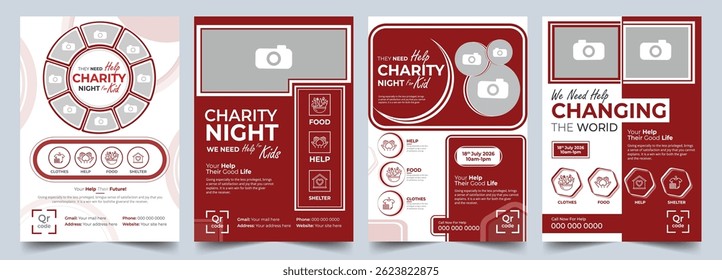 Charity Flyer Template for Donation, Food, Shelter and Help. Flyer for charity, fundraising, money collecting, charity event management, help people, homeless, child, clean, a4, professional.