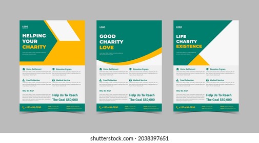 Charity flyer template. Charity flyer examples. Charity flyers for fundraisers. Charity fundraisers flyer poster template.Flyer design 3 in 1 template bundle