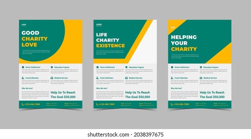 Charity flyer template. Charity flyer examples. Charity flyers for fundraisers. Charity fundraisers flyer poster template.Flyer design 3 in 1 template bundle