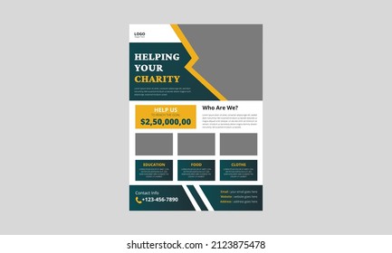 Charity Flyer Template. Charity Flyer Examples. Fundraising Poster Leaflet Template. Helping Charity Poster Design. Cover, A4 Size, Flyer, Print Ready