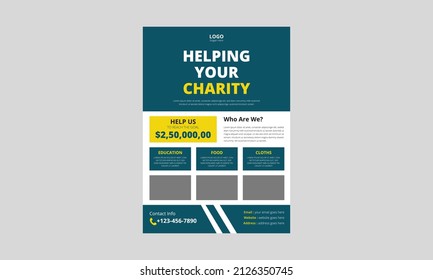 Charity Flyer Template. Charity Flyer Examples. Fundraising Poster Leaflet Template. Helping Charity Poster Design. Cover, A4 Size, Flyer, Print Ready